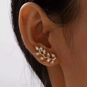 NEW! Crystal Leaf Stud Earrings